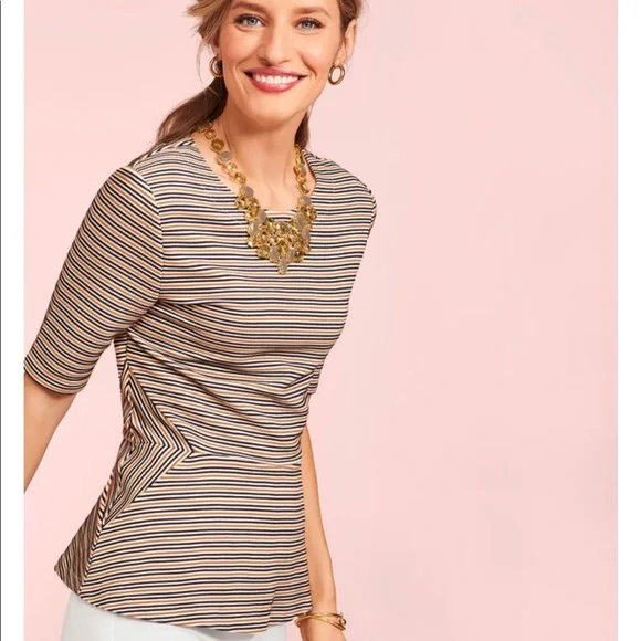 TALBOTS stripe elegant Peplum top - Picture 1 of 5
